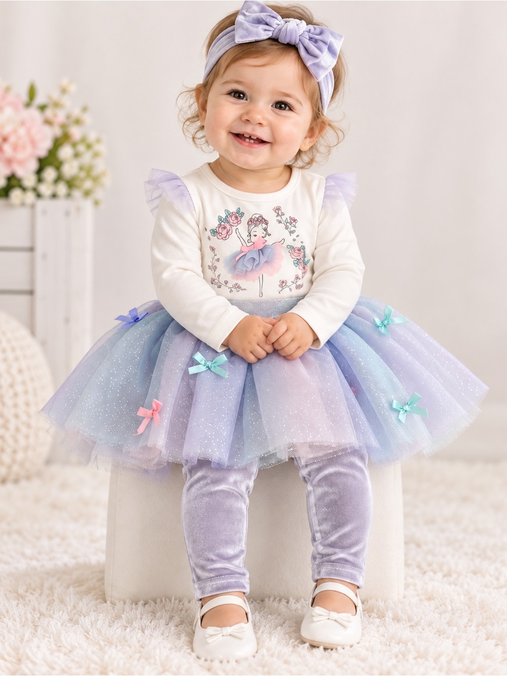 NWT Baby Essentials 18M Girls’ 4-Piece Outfit Set
featuring a ballerina theme